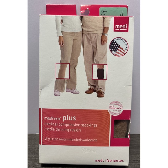 Mediven Plus Calf 20-30 Compression Stockings Size VI Beige Closed Toe 19806 New - Picture 2 of 8
